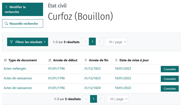 AGATHA - Les archives de l'état de Belgique - Resultat Bouillon