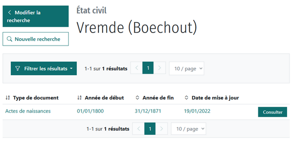 AGATHA - Les archives de l'état de Belgique - Resultat Vremde