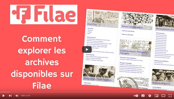 Comment explorer les archives disponibles sur Filae - Tutoriel Youtube