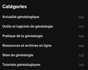 Pourquoi et comment créer un blog de généalogie - Les catégories sur GenealogiePratique